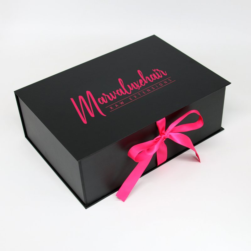Custom design large paper magnetic folding box packaging luxury rigid cardboard foldable gift box for cosmetic wigs hair