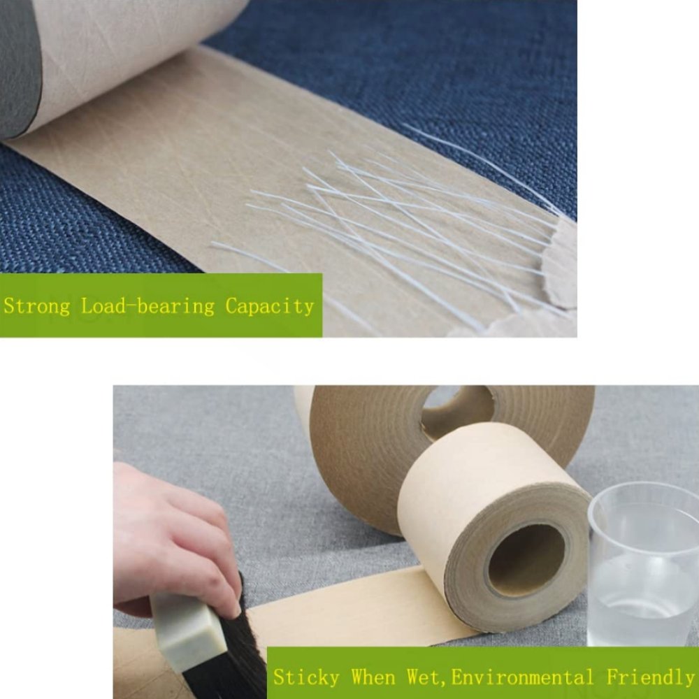 Reinforced Activated Wet Water Kraft Paper Tape Paper Packing Tape Water Activated Paper Krafts With Adhesive Tape