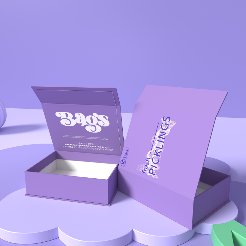Personalized Customization High-Quality Luxury Purple Flip Hard Box Gift Handicrafts Embossing Packaging Paper Boxes With Magnet