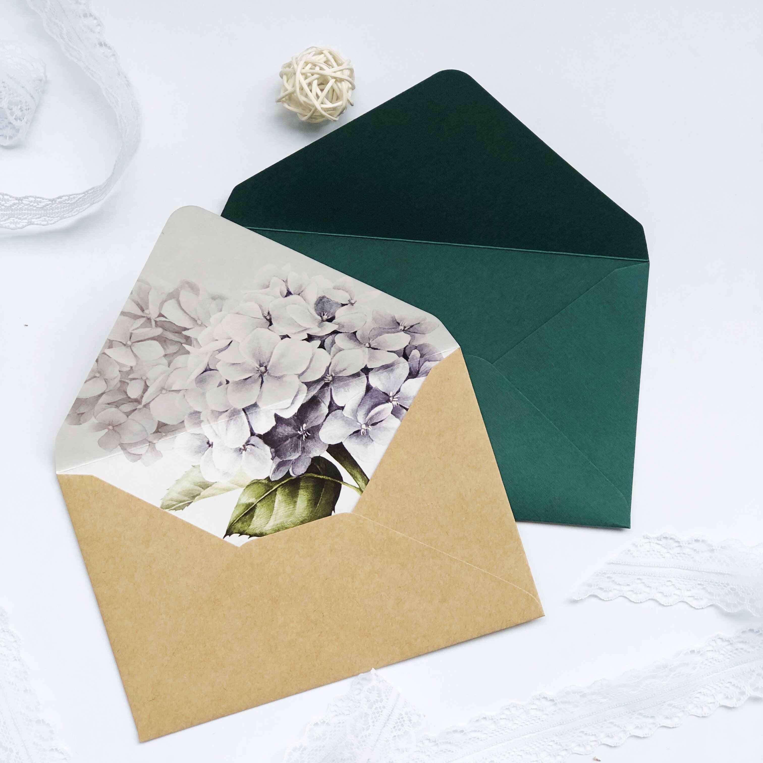 NEW Hot Sale Kraft Envelope Wedding Custom Paper Envelope Green Wedding Invitation Color Printing Envelope