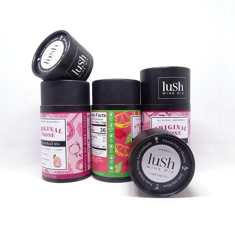 Eco friendly Food Grade Round Packaging Paper Cardboard Tube for protein powder coffee Tea Essential Oil Bottle Cosmetic Jar