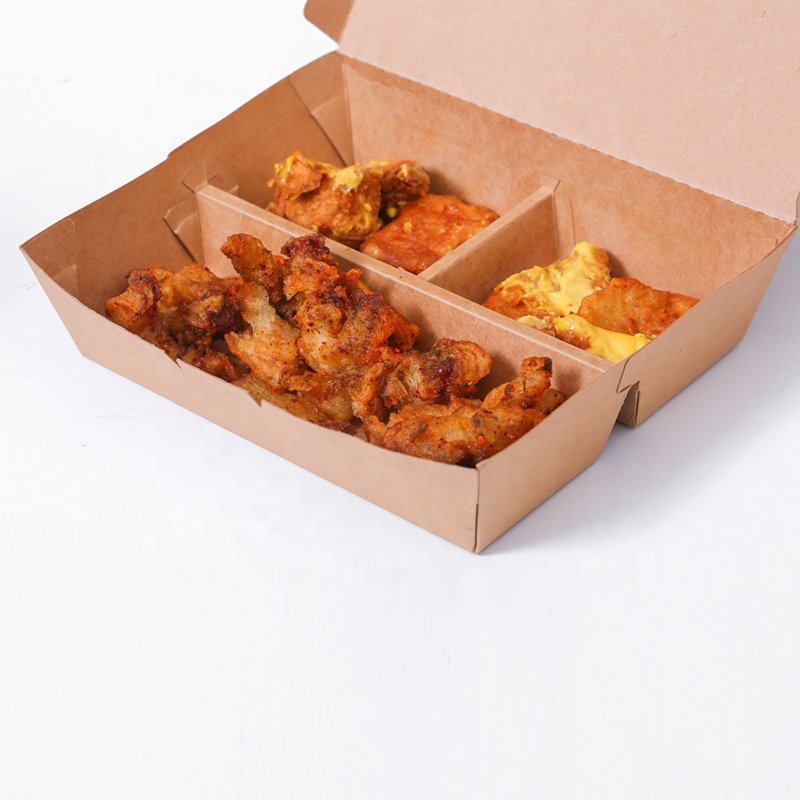 Microwave Safe 3 Compartment Custom Catering Packaging Paper Lunch Box Partition
