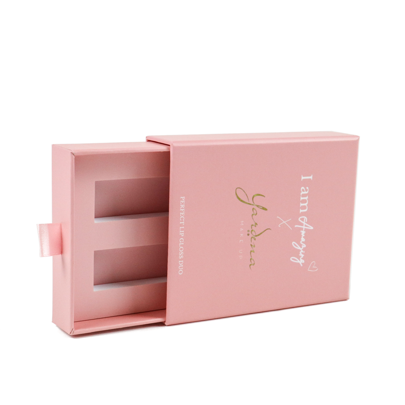 special gift custom printed lip gloss boxes drawer pack lipstick packaging pink wholesale lip glaze cosmetic drawer paper boxes