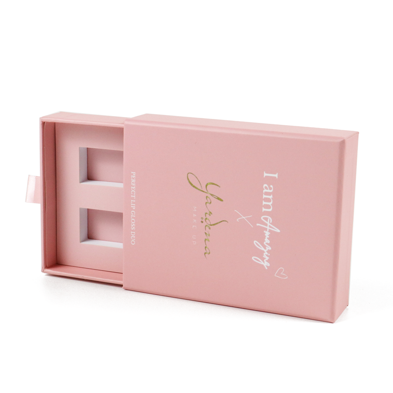 special gift custom printed lip gloss boxes drawer pack lipstick packaging pink wholesale lip glaze cosmetic drawer paper boxes