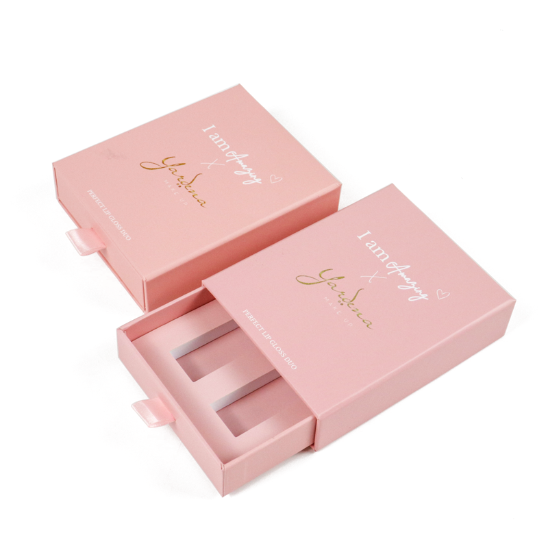 special gift custom printed lip gloss boxes drawer pack lipstick packaging pink wholesale lip glaze cosmetic drawer paper boxes