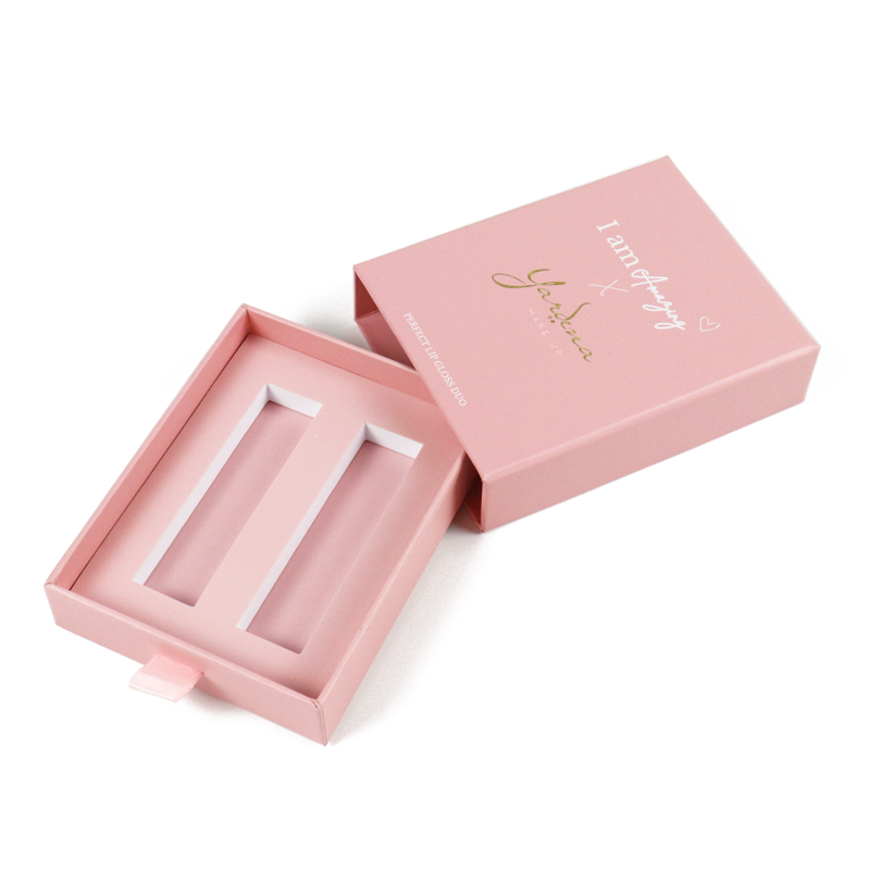 special gift custom printed lip gloss boxes drawer pack lipstick packaging pink wholesale lip glaze cosmetic drawer paper boxes