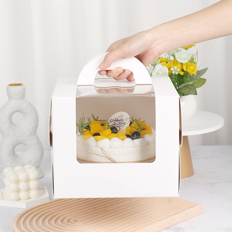3 inch 4 inch 6 inch 8 inch portable mousse cake box with handle Korean version window birthday cake packaging box