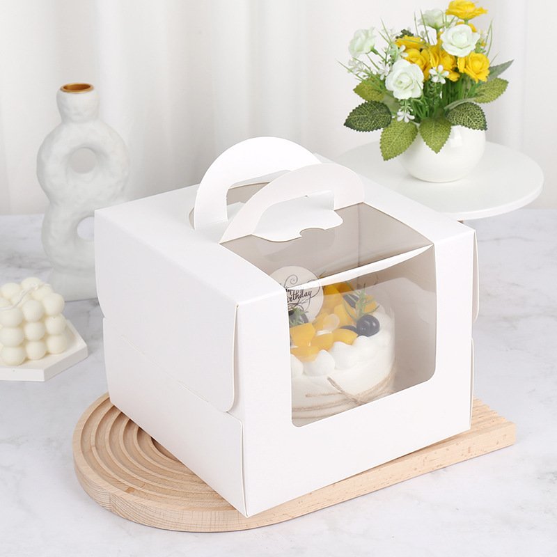 3 inch 4 inch 6 inch 8 inch portable mousse cake box with handle Korean version window birthday cake packaging box