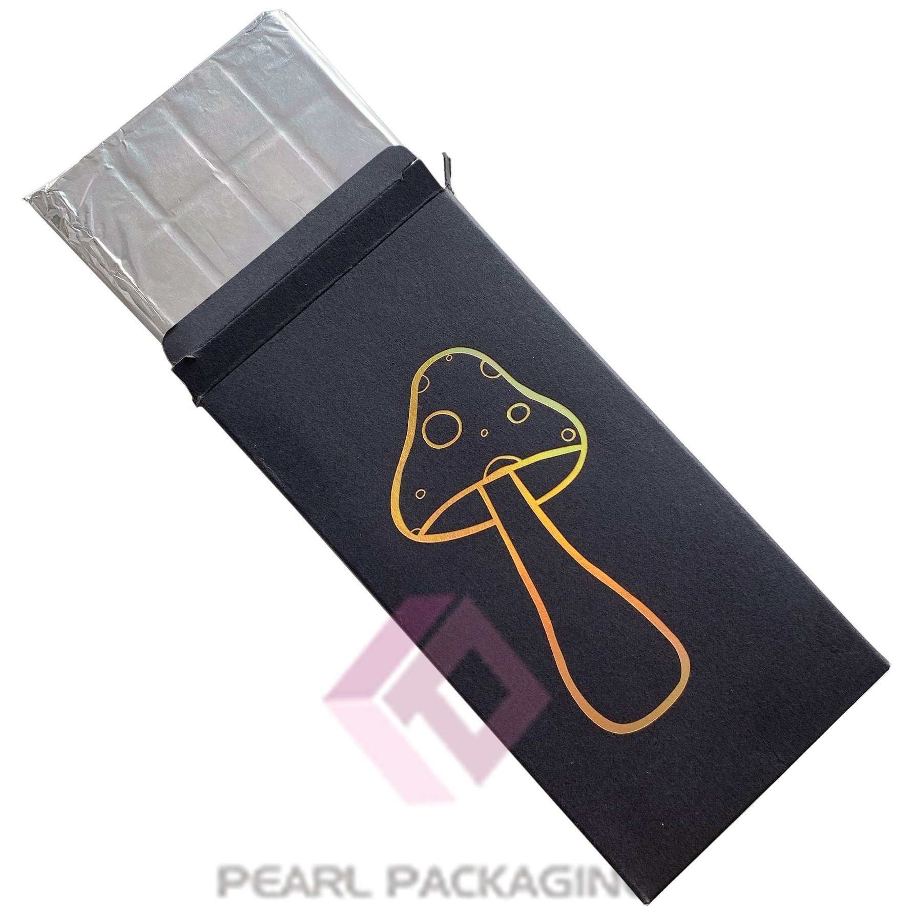 Gold Holographic Foiled Matte Black White Chocolate Bar Packaging Box with Gold Foil Wrappers