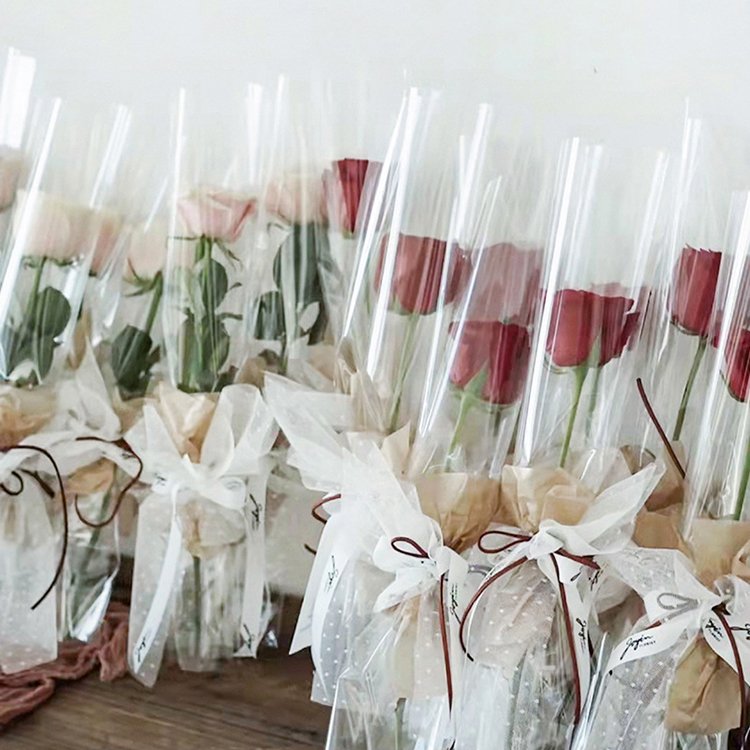 50 pcs/ bag transparent colore flower packing papers waterproof OPP material flower wrapping paper DIY flower packing paper for