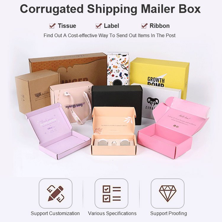 Custom Logo Pink Color Cosmetic Corrugated Packaging Mailer Boxes Shipping Boxes Paper Boxes