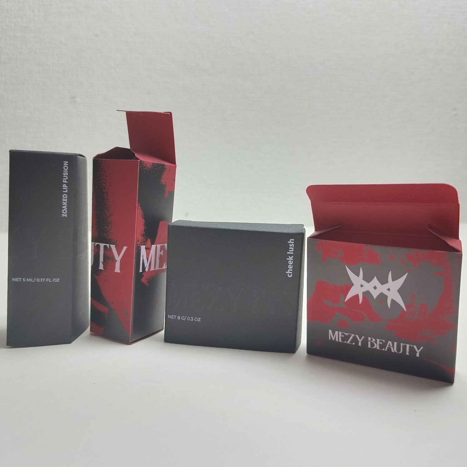 customized Fancy lipstick lipgloss packaging mini red Cardboard UV Paper black embossed card Boxes set for cosmetic products