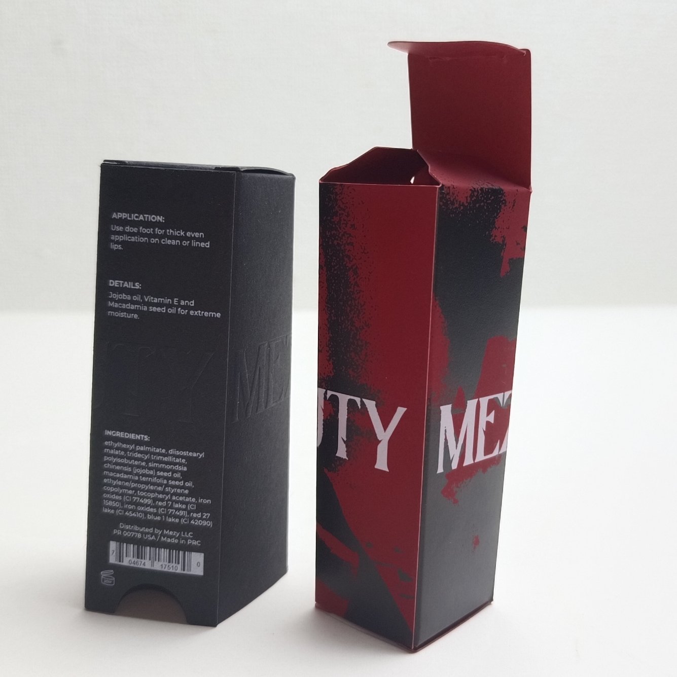 customized Fancy lipstick lipgloss packaging mini red Cardboard UV Paper black embossed card Boxes set for cosmetic products