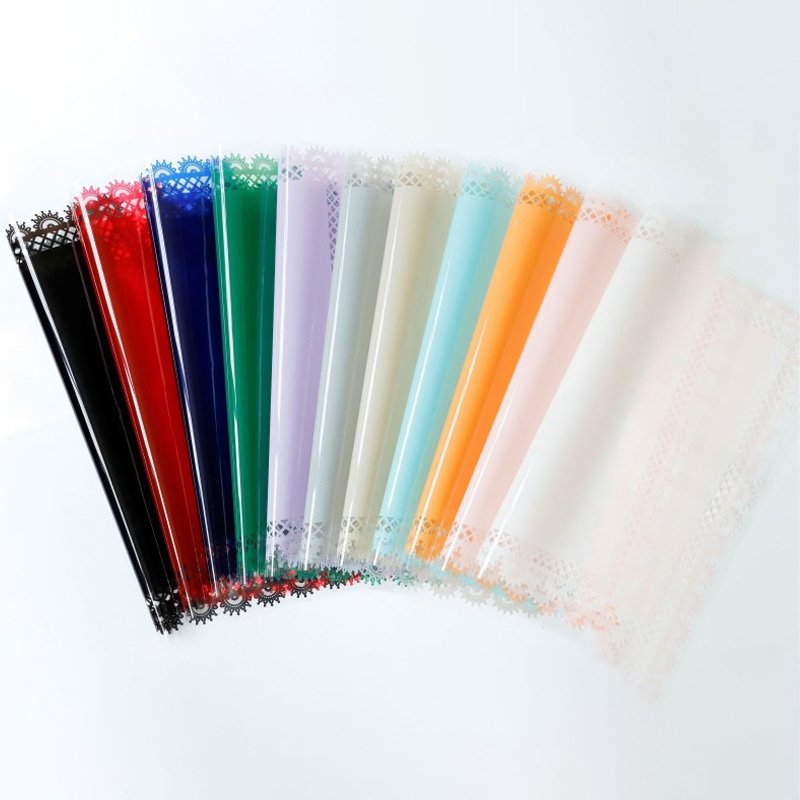 Wholesale Korean Valentine Day Lace Edge Flower Wrapping Paper OPP Colorful Bouquet Packaging Paper