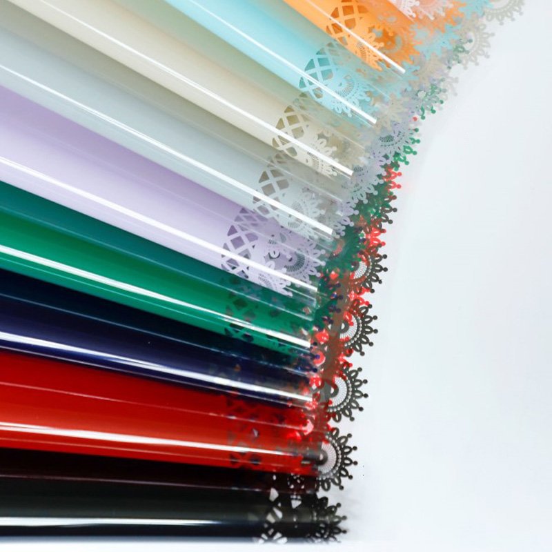 Wholesale Korean Valentine Day Lace Edge Flower Wrapping Paper OPP Colorful Bouquet Packaging Paper