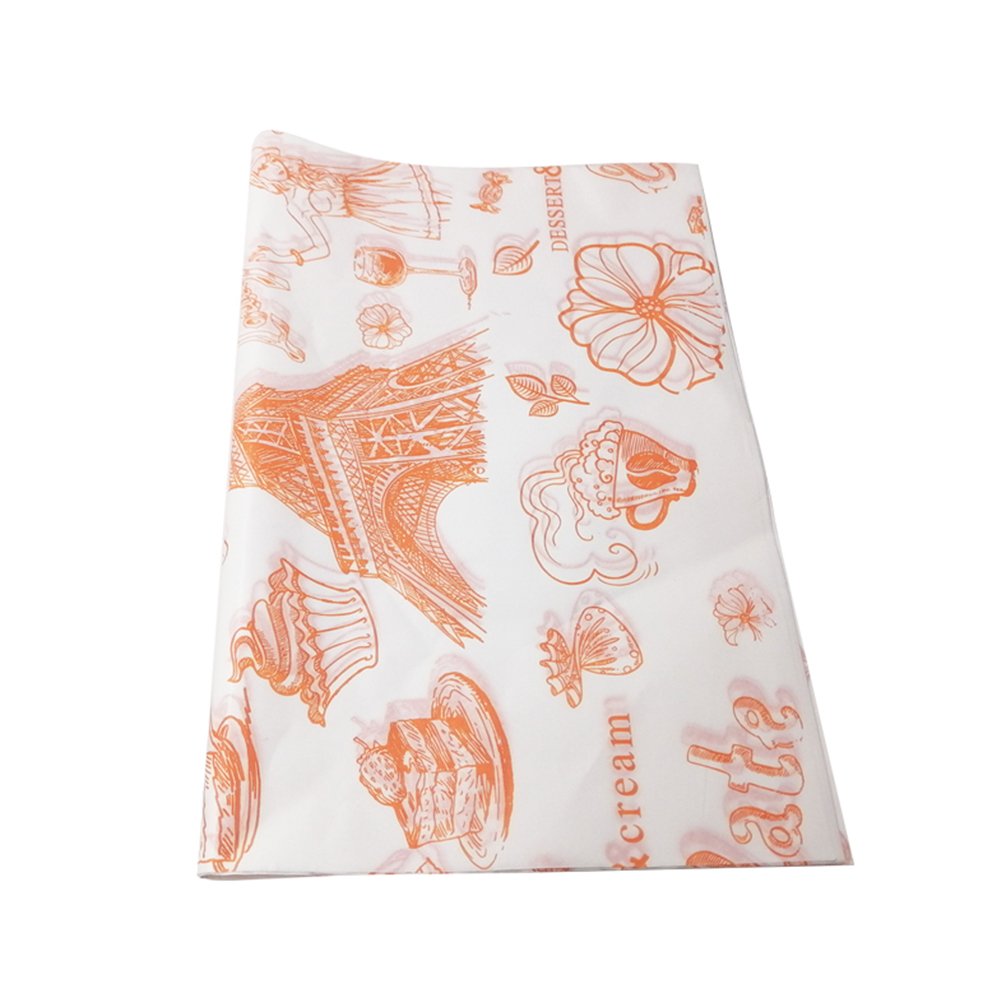 Custom printed wax paper greaseproof paper fast food burger sandwich pizza wrapping paper