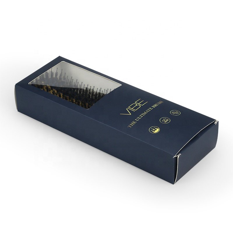 Custom Hair Brush Packaging Paper Boxes with Clear PVC Window and Paper Insert