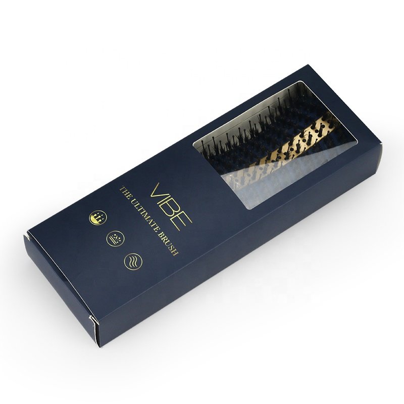 Custom Hair Brush Packaging Paper Boxes with Clear PVC Window and Paper Insert