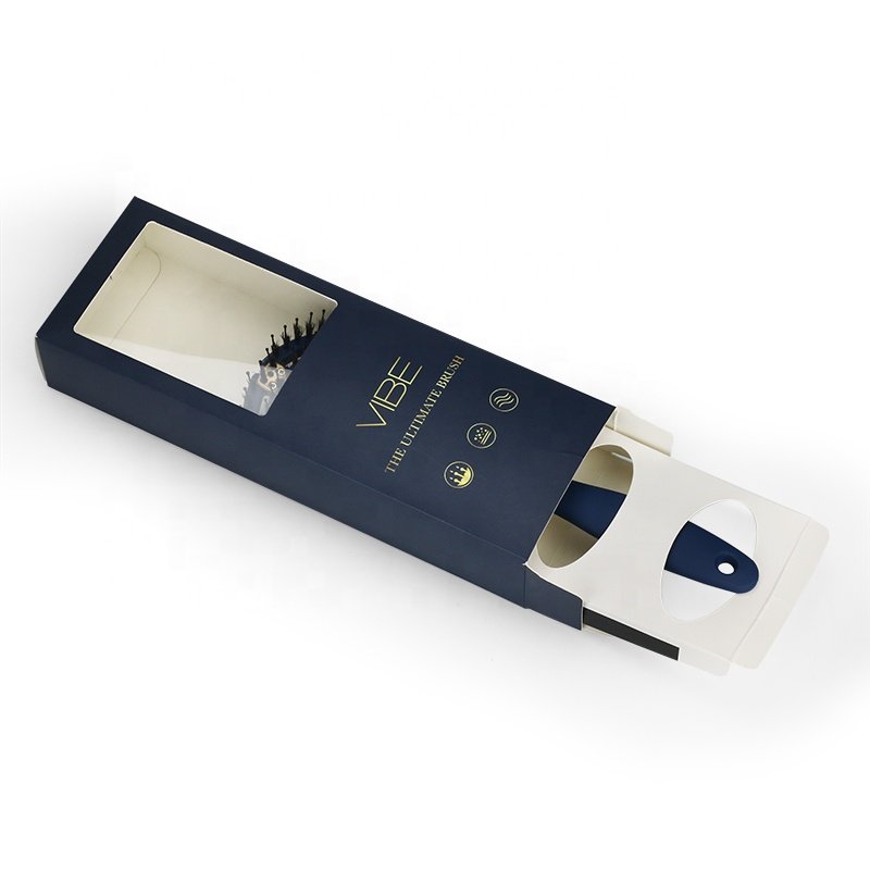 Custom Hair Brush Packaging Paper Boxes with Clear PVC Window and Paper Insert