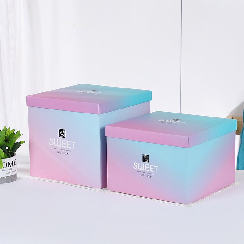 Transparent Corrugated Cake Box with Handle UV Advantage Kraft Paper PET Cardboard Foil Food Packaging Embossed Sweet Cake Boxes