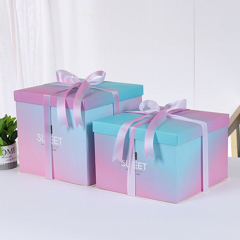 Transparent Corrugated Cake Box with Handle UV Advantage Kraft Paper PET Cardboard Foil Food Packaging Embossed Sweet Cake Boxes