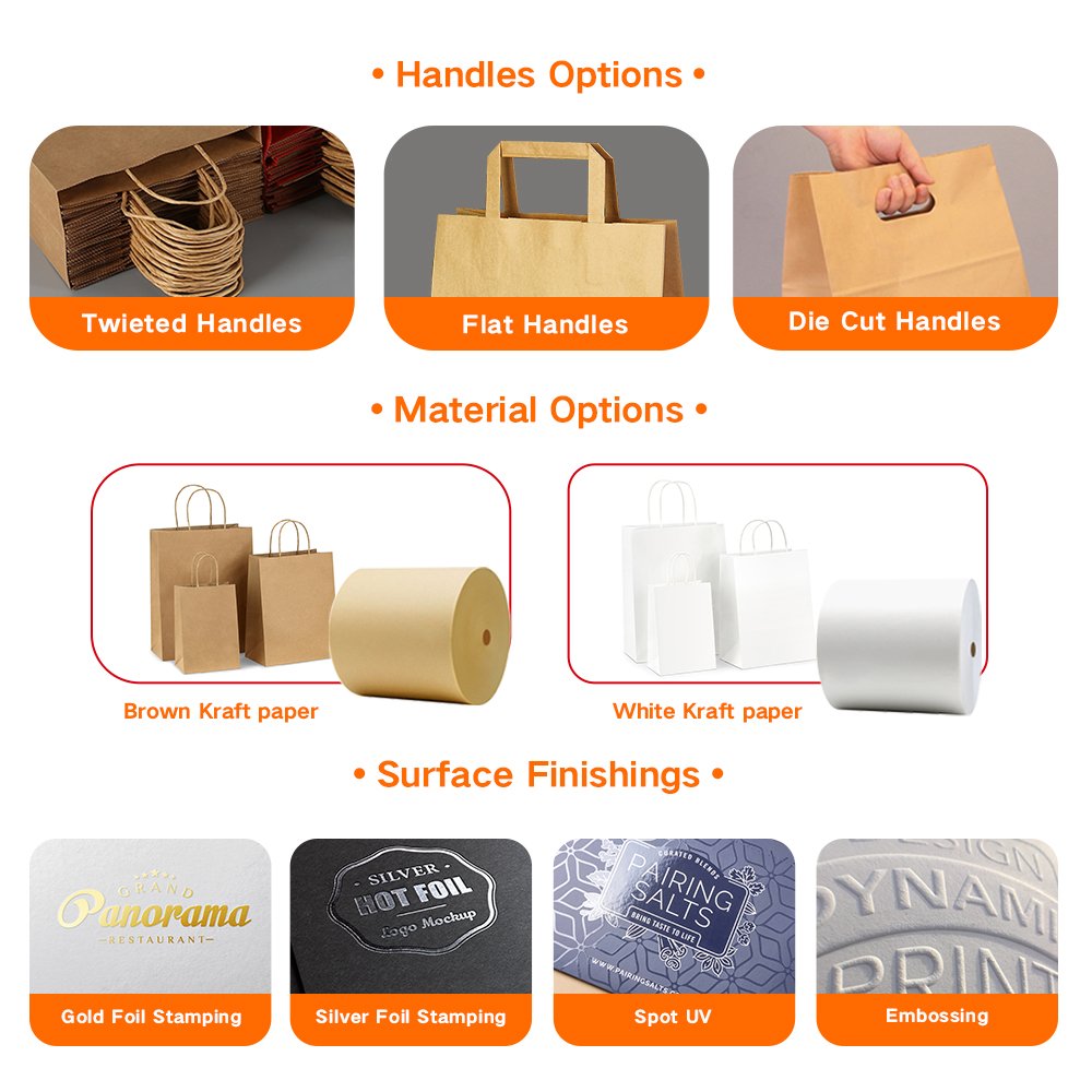 Custom Eco Friendly Biodegradable Brown Fast Food To Go Delivery Paperbag Restaurant Takeout packaging Take Away Kraft paper Bag