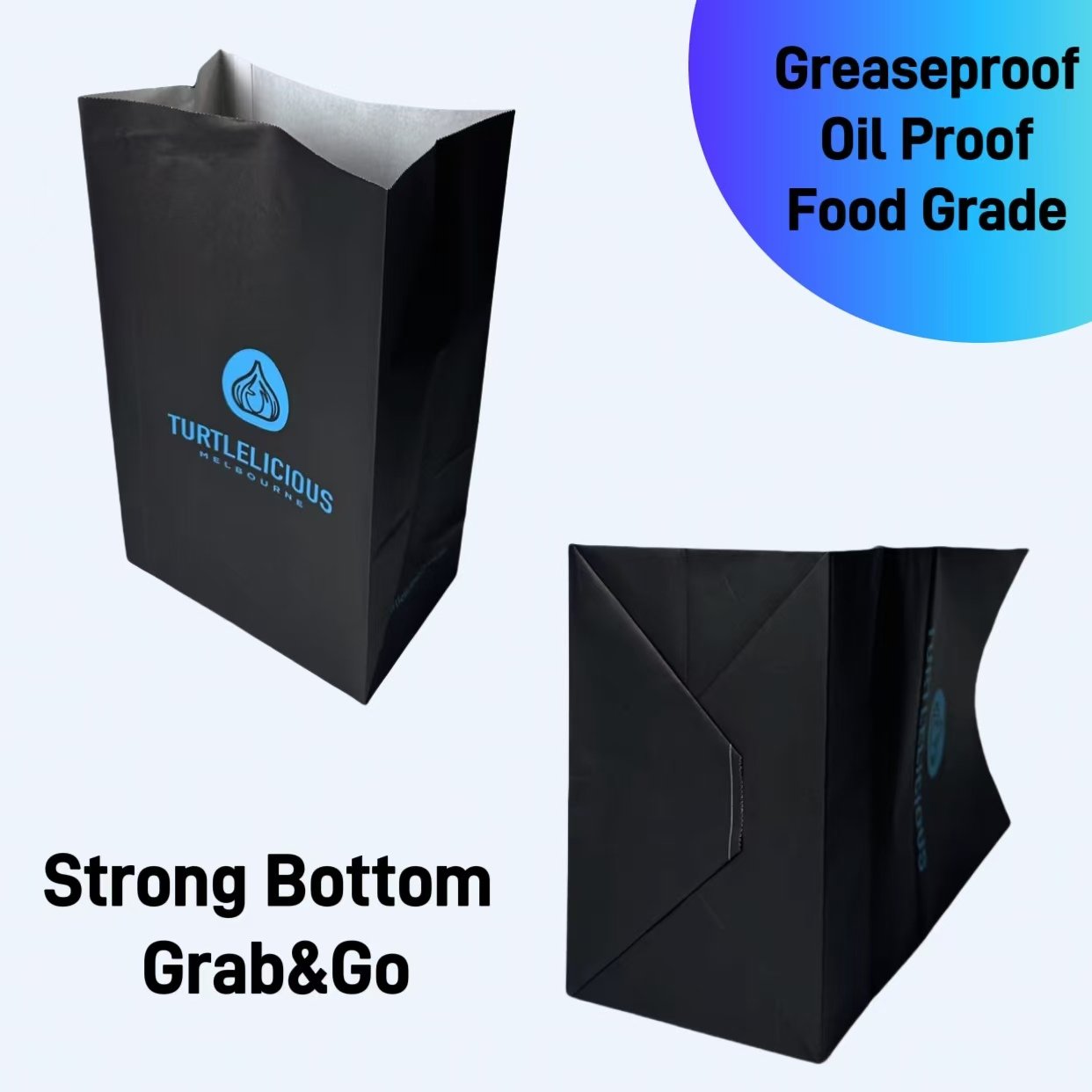 Custom Black Paper Bag Printed Logo Restaurant Bags for Packaging Take Away Coffee Cups Corrugated Paper Box Sushi Box Delivery