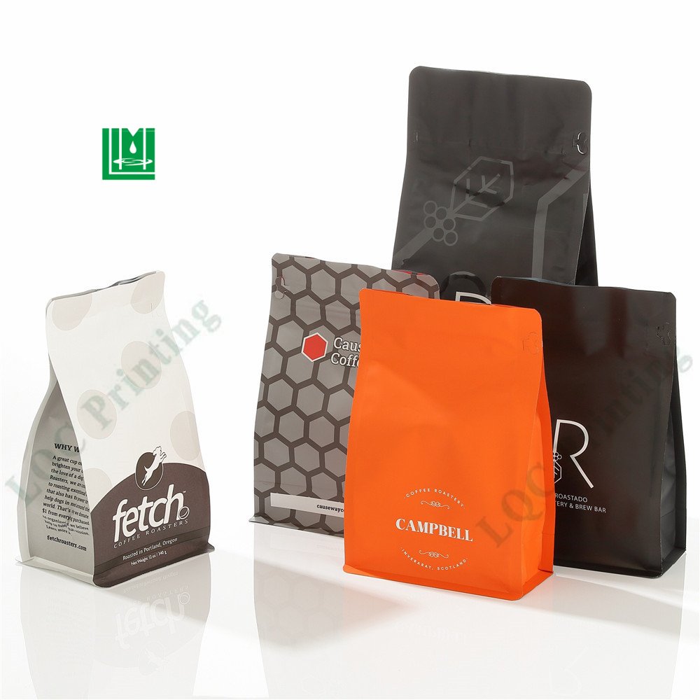 Food grade 8oz foil box flat heat sealing cookie packaging zipper pouch custom coffee