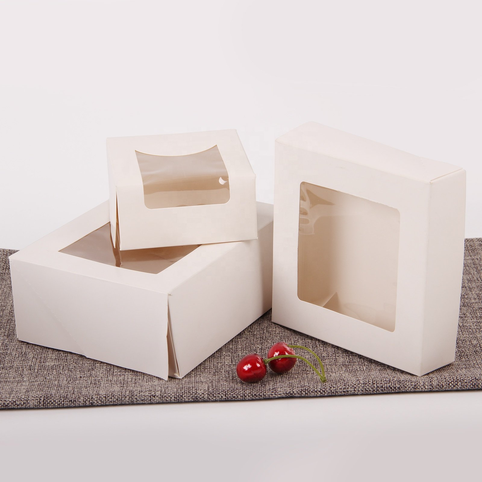 Disposable snack donut food packaging bakery boxes with window white