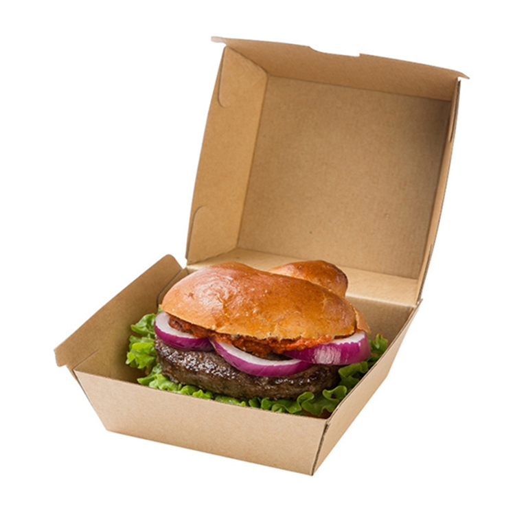 Custom high quality black packaging hamburger food grade kraft paper box