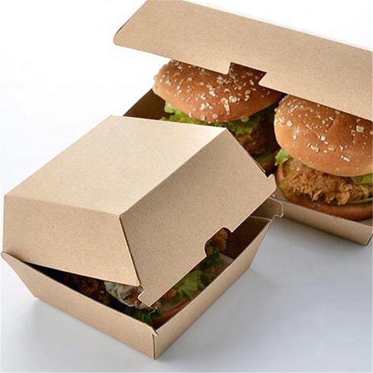 Custom high quality black packaging hamburger food grade kraft paper box