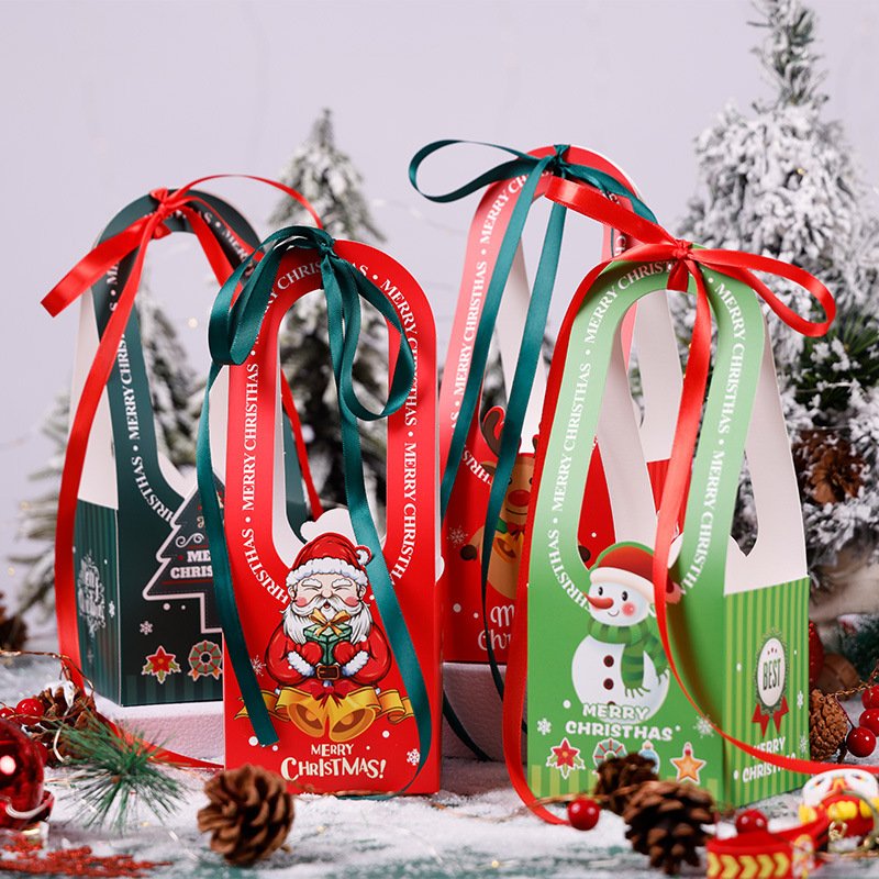 Wholesale Creative Portable Christmas Gift Box Apple Pie Biodegradable Gift Packaging Paper Box With Handle