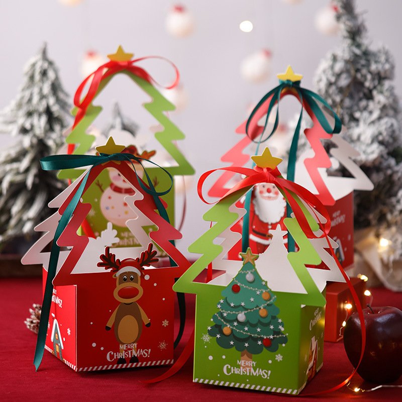 Wholesale Creative Portable Christmas Gift Box Apple Pie Biodegradable Gift Packaging Paper Box With Handle