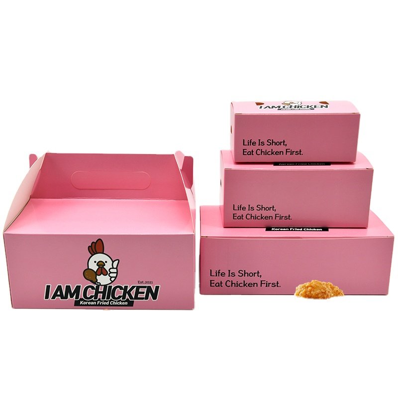 Wholesale Fast food Restaurant Take Away box Pink Fried Chicken FC0 FC1 FC3 FC4 Packaging Box