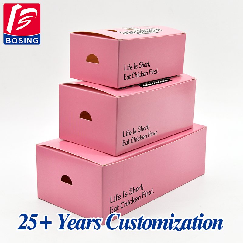 Wholesale Fast food Restaurant Take Away box Pink Fried Chicken FC0 FC1 FC3 FC4 Packaging Box