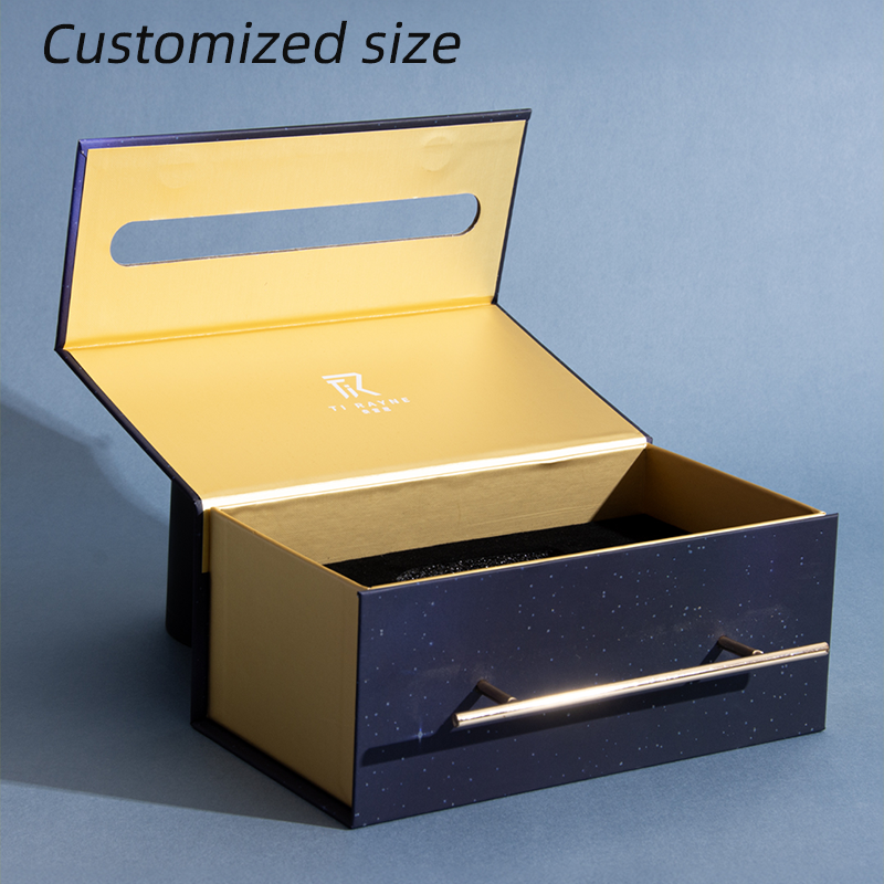 custom Wholesale Folding Luxury Rigid Packaging Large Magnetic Closure Unique printing Empty Gift Box With Metal Handle