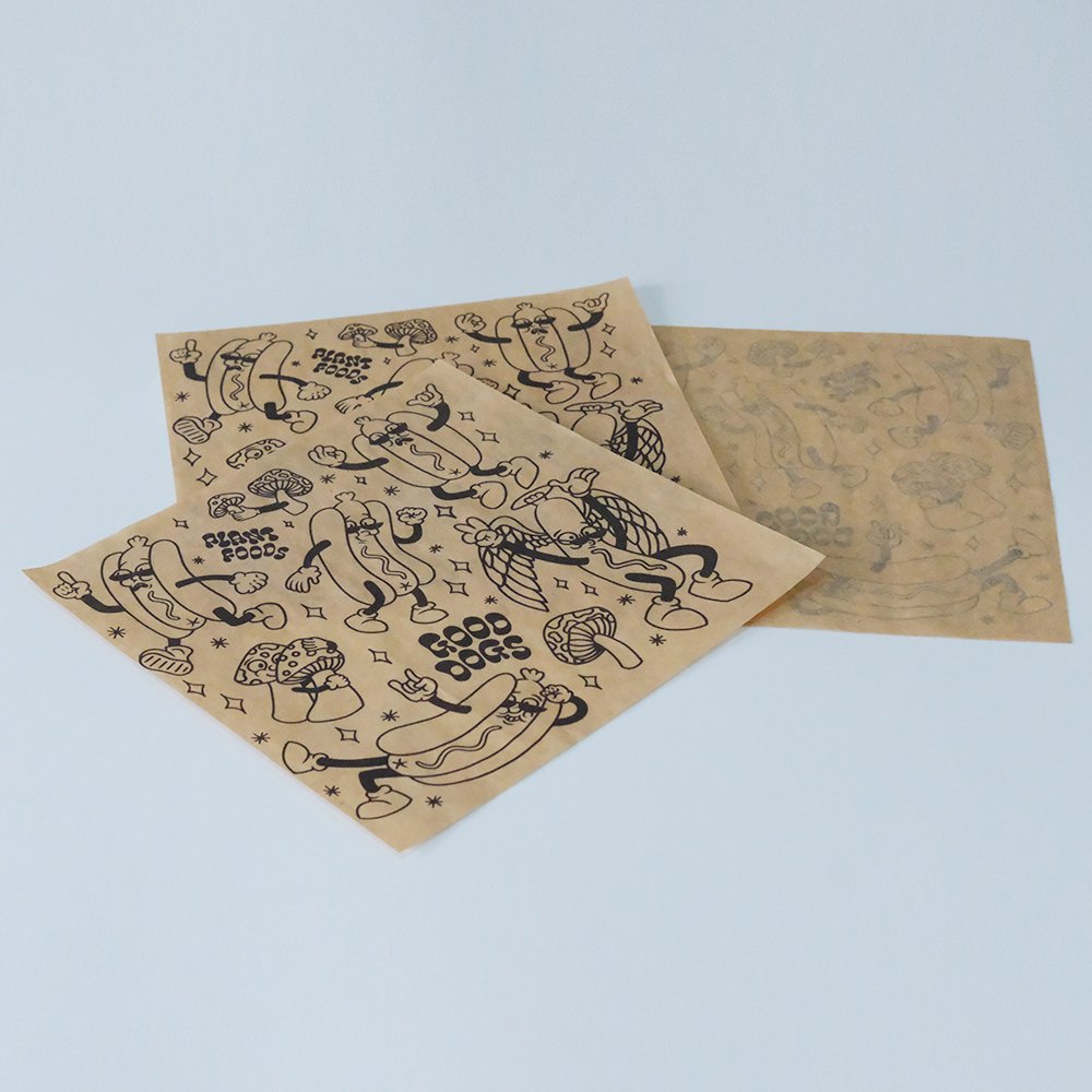 OEM Wrapping Paper for Food Custom Kraft Food Grade Sandwich Burger Pizza Hot Dog Fast Food Packaging Paper