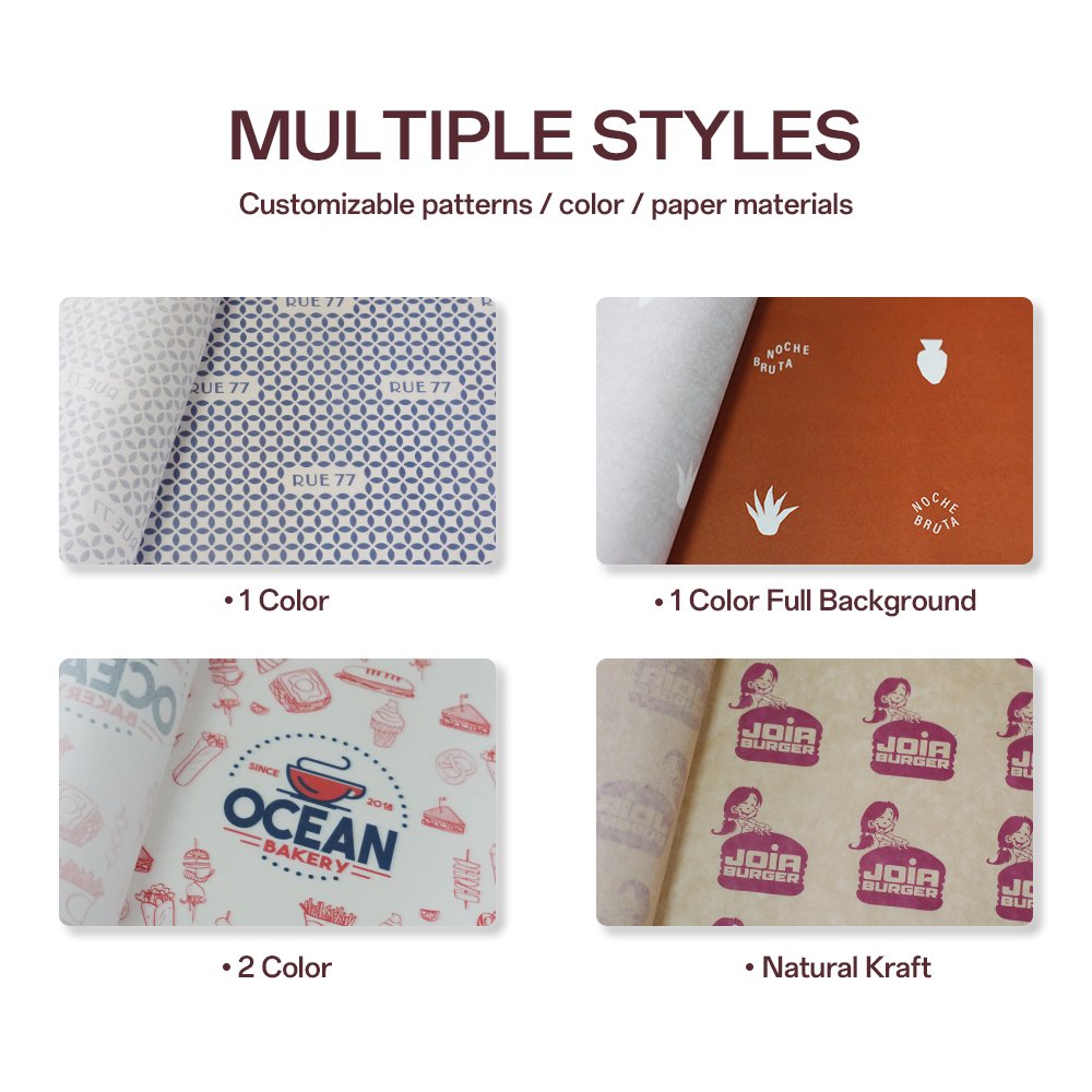 OEM Wrapping Paper for Food Custom Kraft Food Grade Sandwich Burger Pizza Hot Dog Fast Food Packaging Paper
