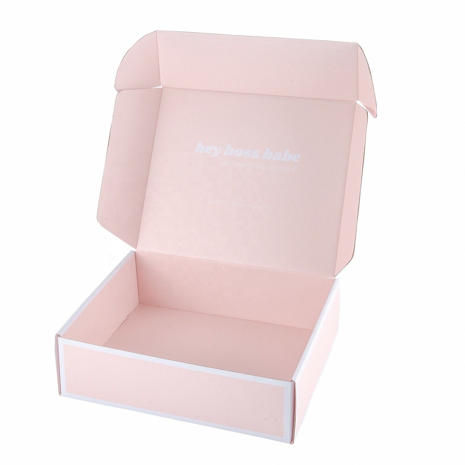 Custom Gold Logo Pink Corrugated Mailer Gift Cardboard Paper Box Luxury Cosmetic Packaging Mailing Postal Shipping Box