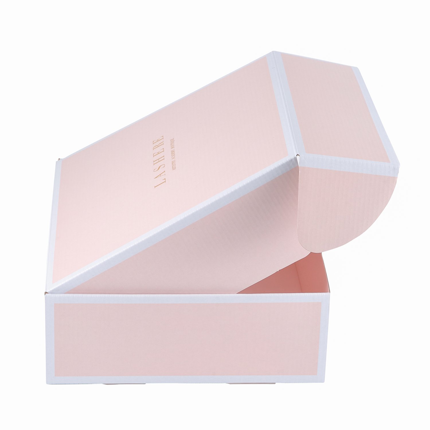 Custom Gold Logo Pink Corrugated Mailer Gift Cardboard Paper Box Luxury Cosmetic Packaging Mailing Postal Shipping Box