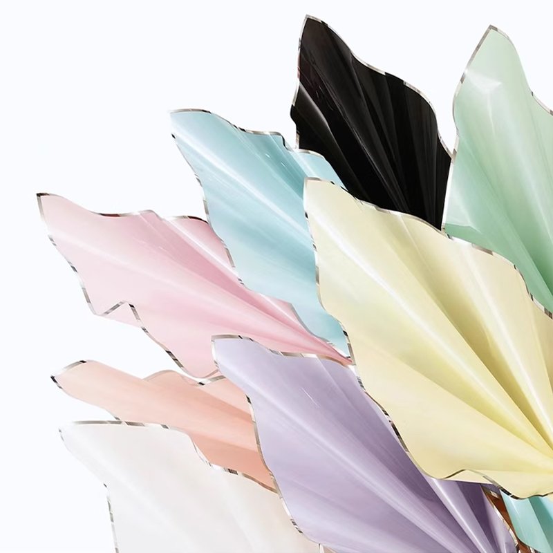 Changyi Silver edged jelly film waterproof Flower bouquet wrapping paper with high grade translucent floral wrapping paper