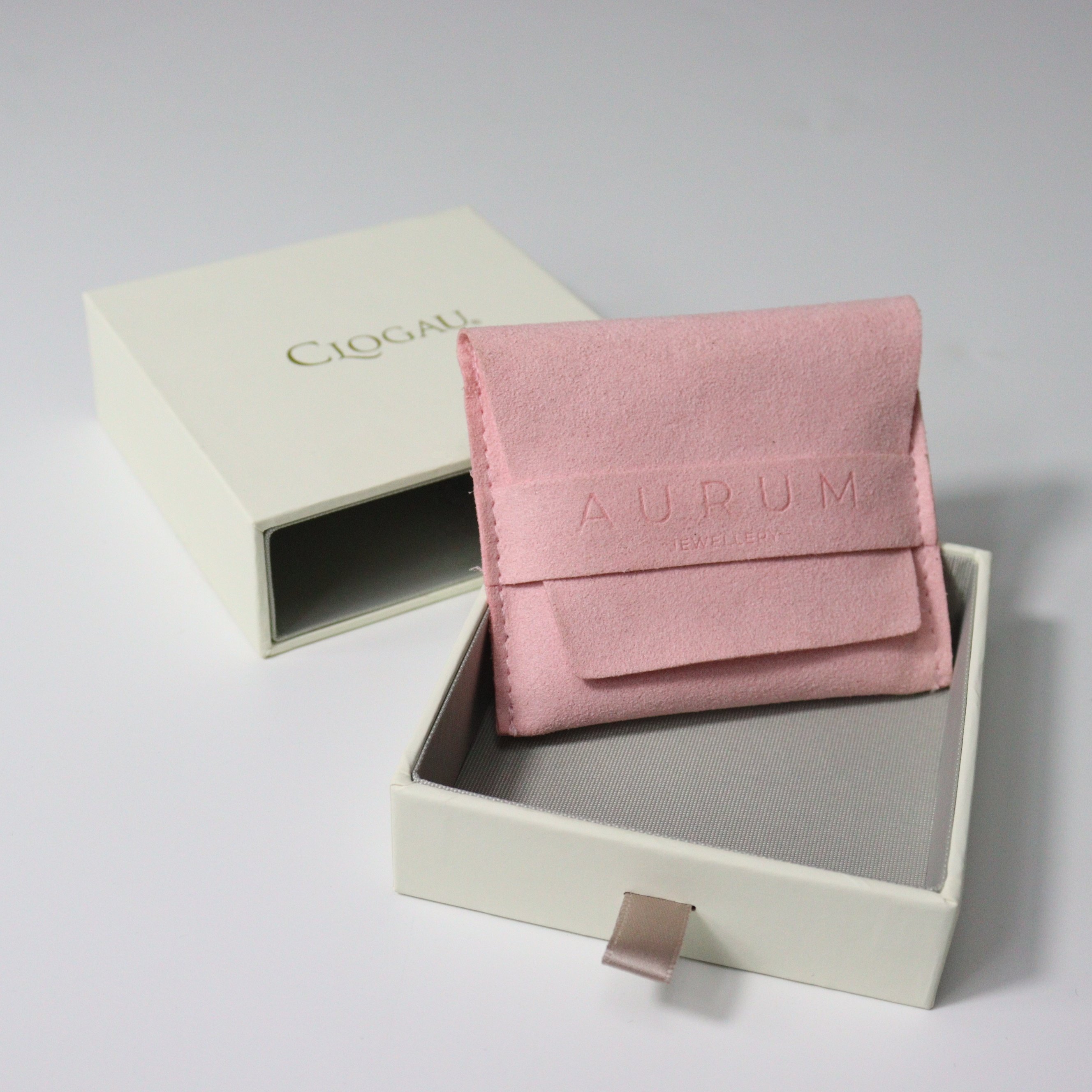 Custom Logo White Drawer Cardboard Jewelry Box Luxury Jewelry Bracelet Packaging Box And Microfiber Pouch Bag