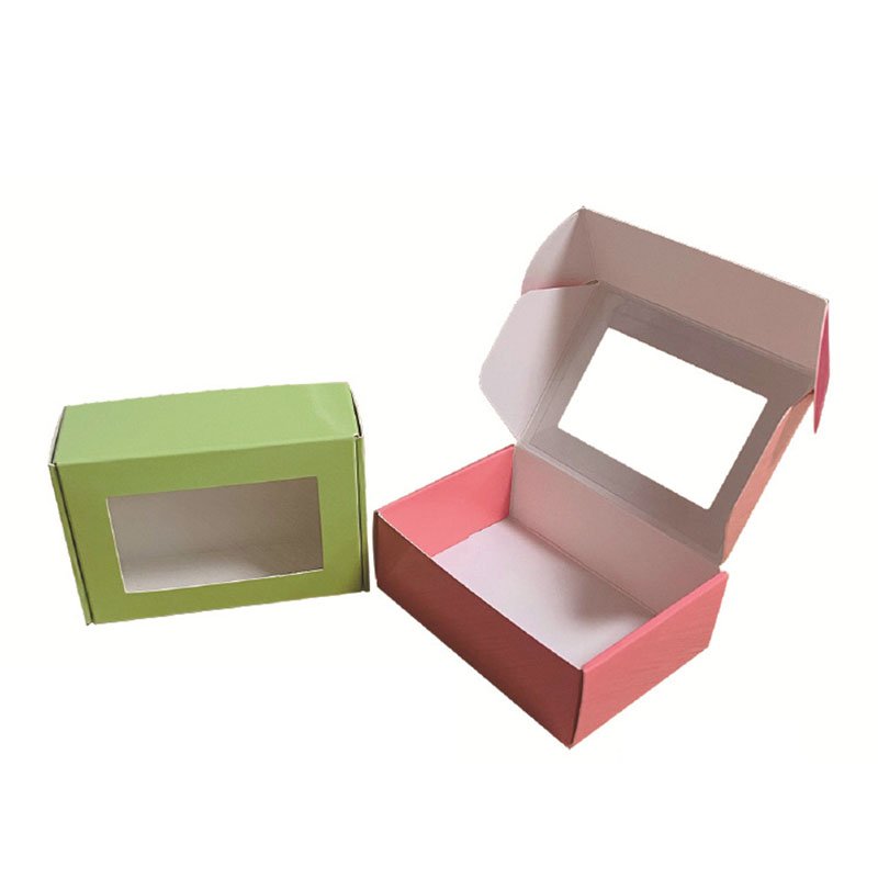 Custom Logo Cardboard Postal Packaging Paper Mailer Shipping Box Corrugated Paper Box With Pvc Window
