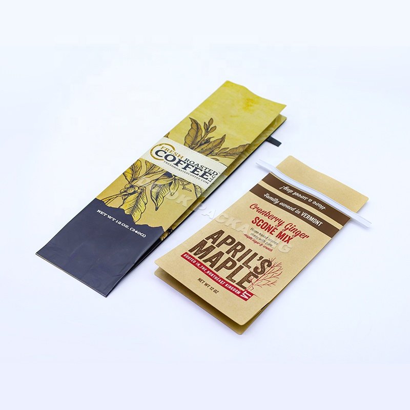 Coffee Bags Custom Printed Coffee Bean Packing Package Quad-seal Tin Tie Coffee Bag With Valve/Window