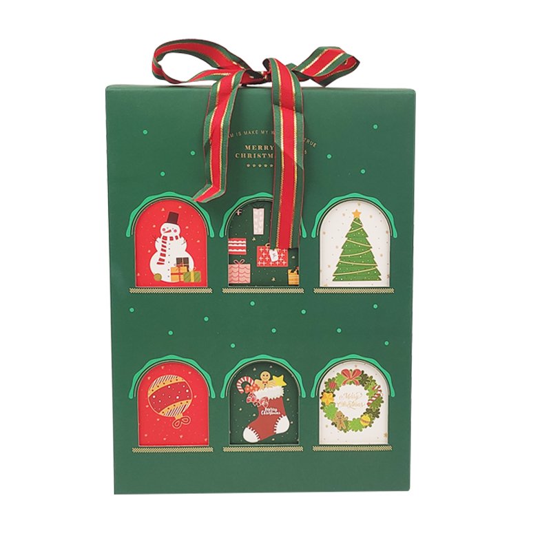Custom christmas make up chocolate paper box advent calendar cardboard packaging gift box advent calendar box
