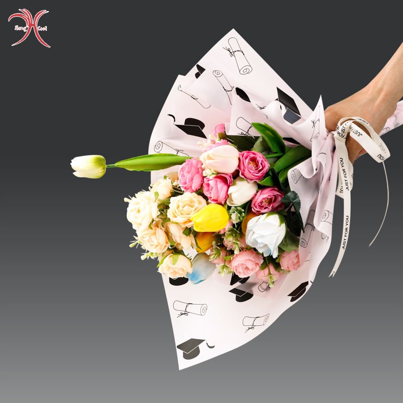 Beautiful Plain Graduation Gift Wrapping Paper Elegant Flower Design Packaging Paper