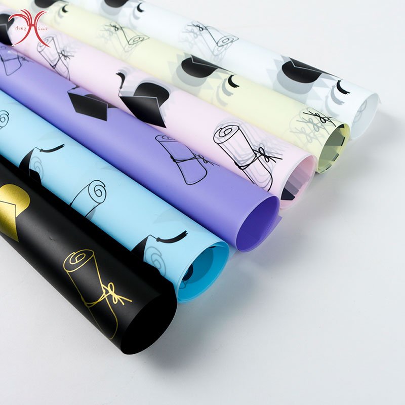 Beautiful Plain Graduation Gift Wrapping Paper Elegant Flower Design Packaging Paper
