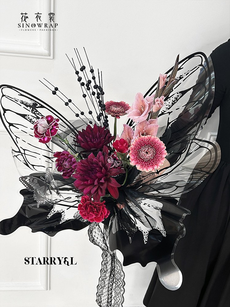 SINOWRAP new arrival hot sell Butterfly plastic flower wrapping paper for florist