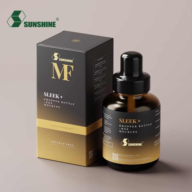Custom Luxury Cardboard 3L X 3W X 10H Inch Chipboard Style Cosmetic Brown White Folding Carton Cream Skincare Box Packaging