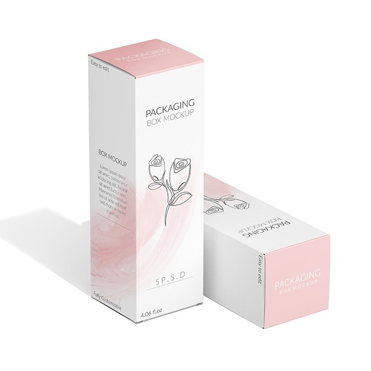 Custom Luxury Cardboard 3L X 3W X 10H Inch Chipboard Style Cosmetic Brown White Folding Carton Cream Skincare Box Packaging